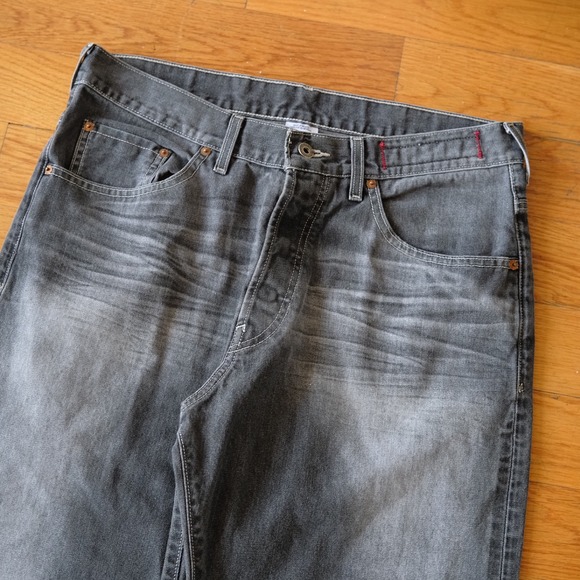 Guess USA Black Denim Jeans W34 L32 Y2K Utility Vintage Straight Leg Streetwear - Picture 2 of 10